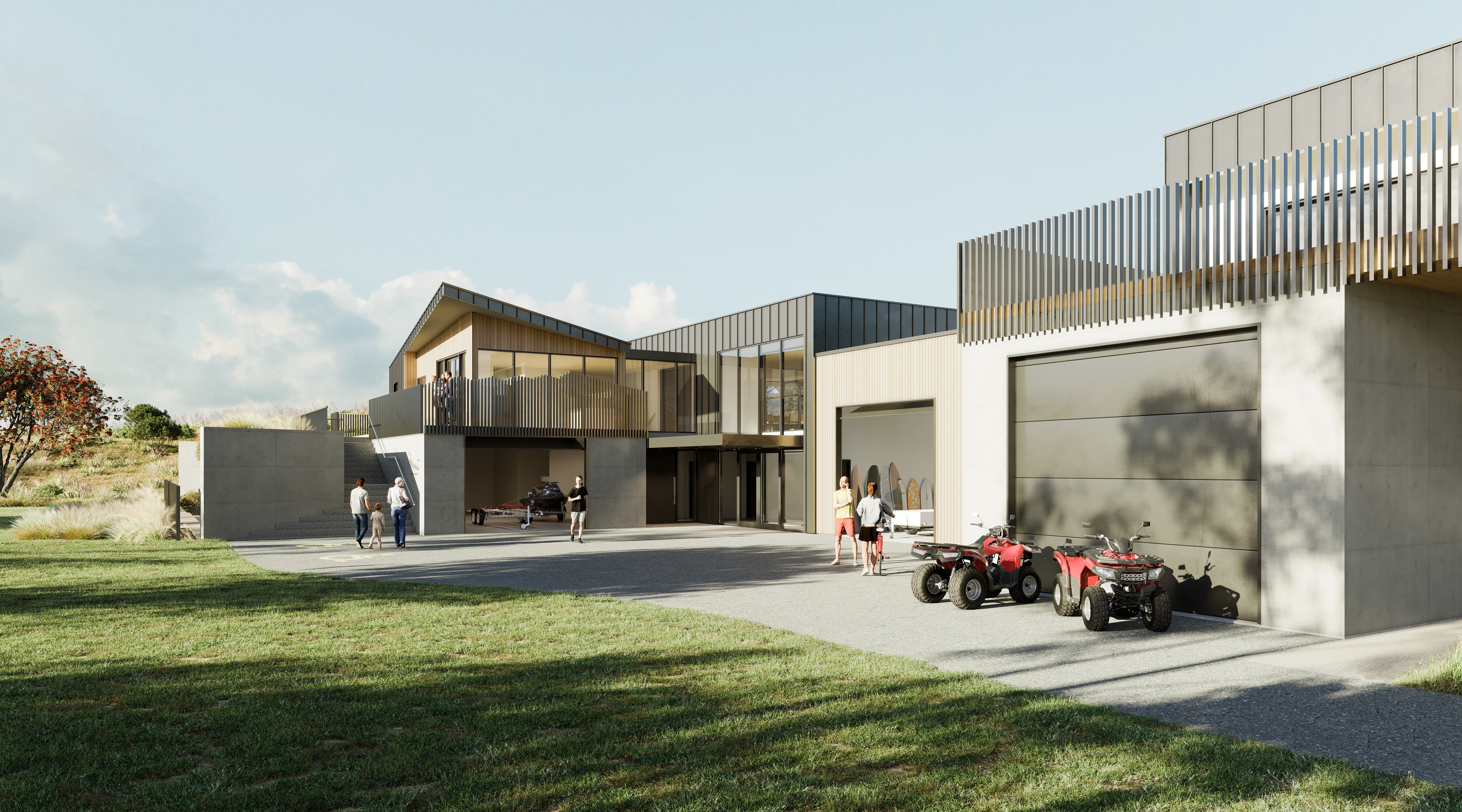 Render drawing showing Paekakariki Surf Club Exterior
